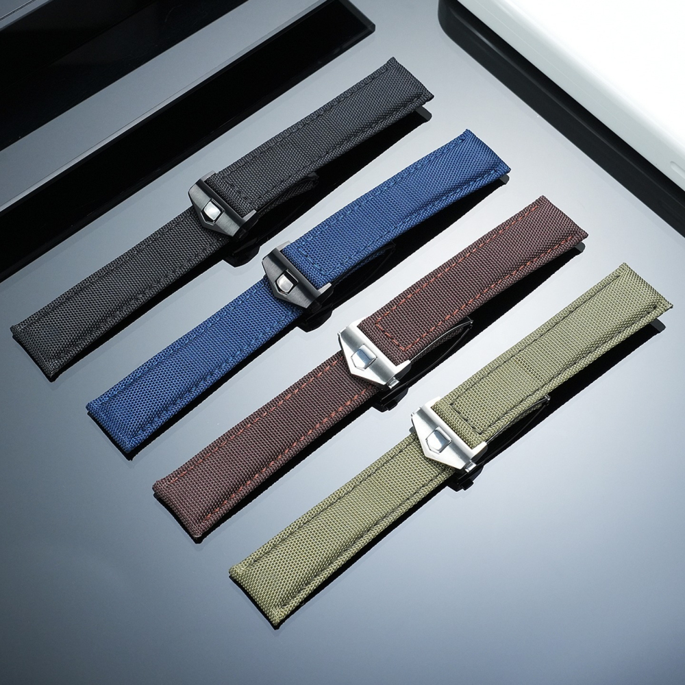 Replacement 22mm Canvas Leather Strap for TAG Heuer F1/Carrera/Monaco