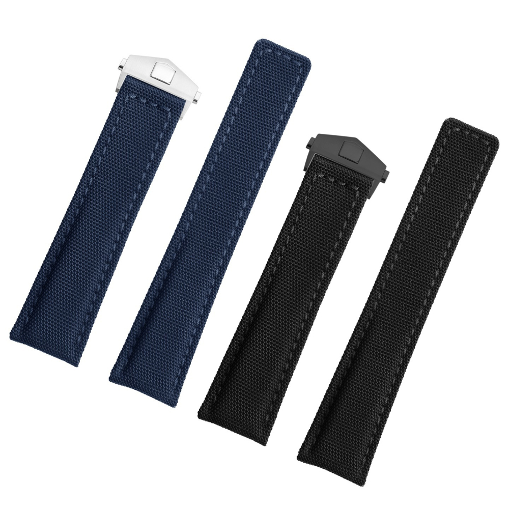 Replacement 22mm Canvas Leather Strap for TAG Heuer F1/Carrera/Monaco
