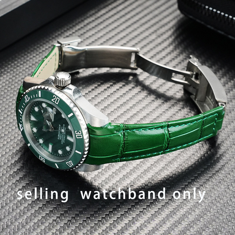 Replacement 20mm Curved End Leather Strap for Rolex Submariner/Daytona/GMT