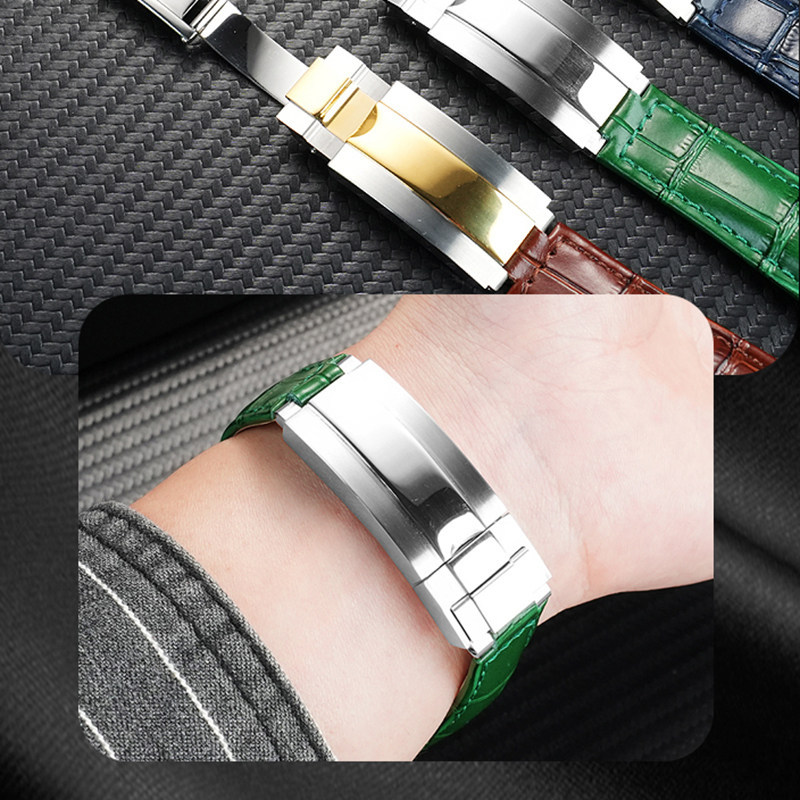 Replacement 20mm Curved End Leather Strap for Rolex Submariner/Daytona/GMT