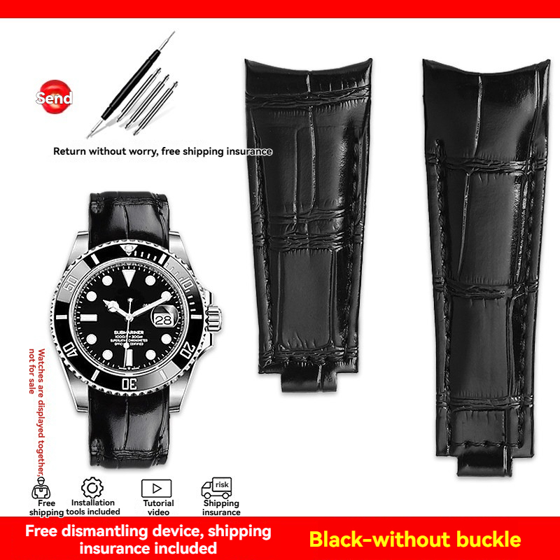 Replacement 20mm Curved End Leather Strap for Rolex Submariner/Daytona/GMT