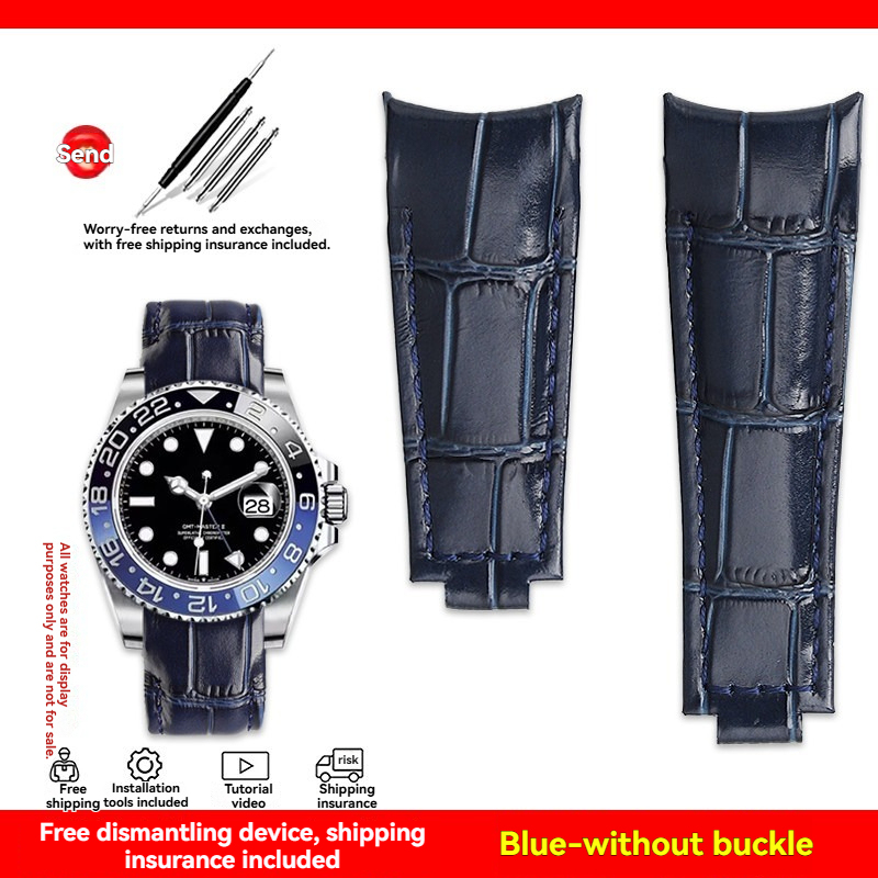 Replacement 20mm Curved End Leather Strap for Rolex Submariner/Daytona/GMT