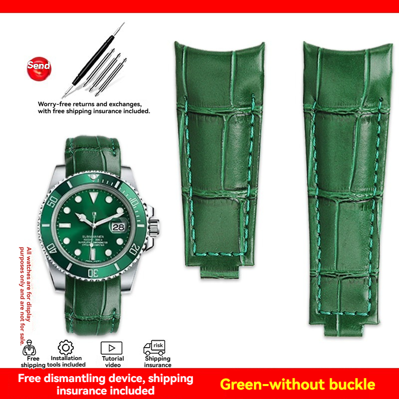 Replacement 20mm Curved End Leather Strap for Rolex Submariner/Daytona/GMT