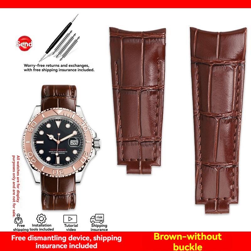 Replacement 20mm Curved End Leather Strap for Rolex Submariner/Daytona/GMT