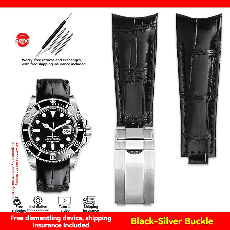 Replacement 20mm Curved End Leather Strap for Rolex Submariner/Daytona/GMT