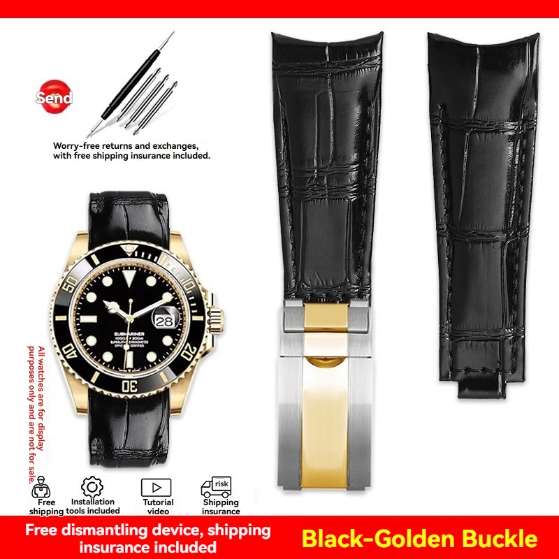 Replacement 20mm Curved End Leather Strap for Rolex Submariner/Daytona/GMT