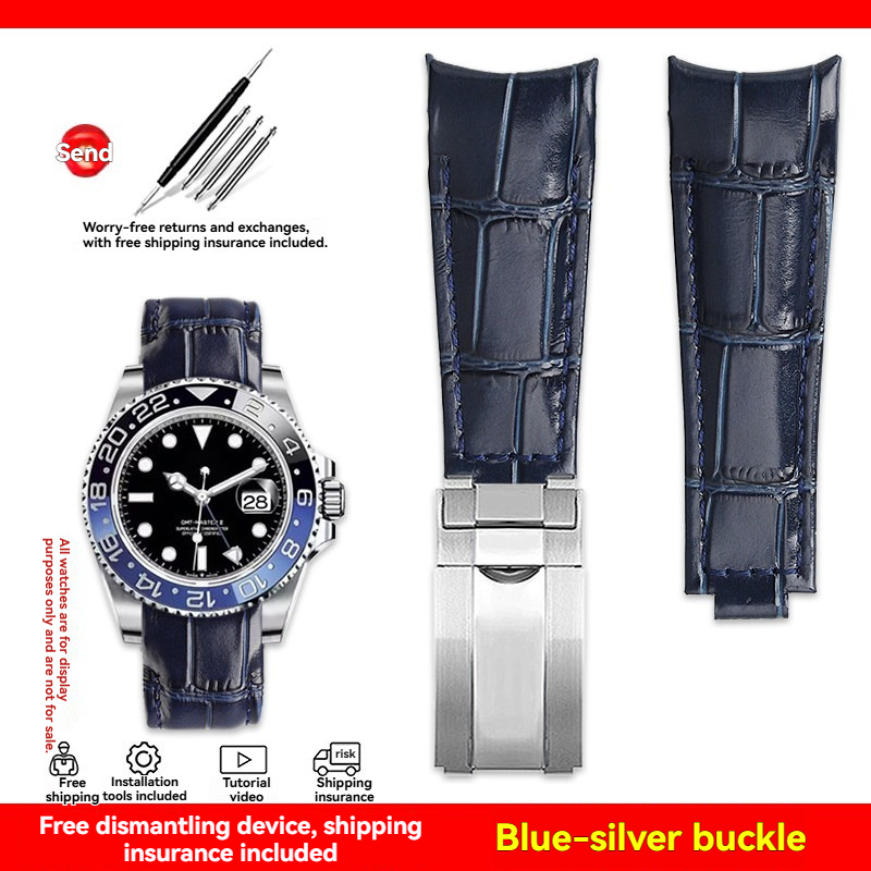 Replacement 20mm Curved End Leather Strap for Rolex Submariner/Daytona/GMT