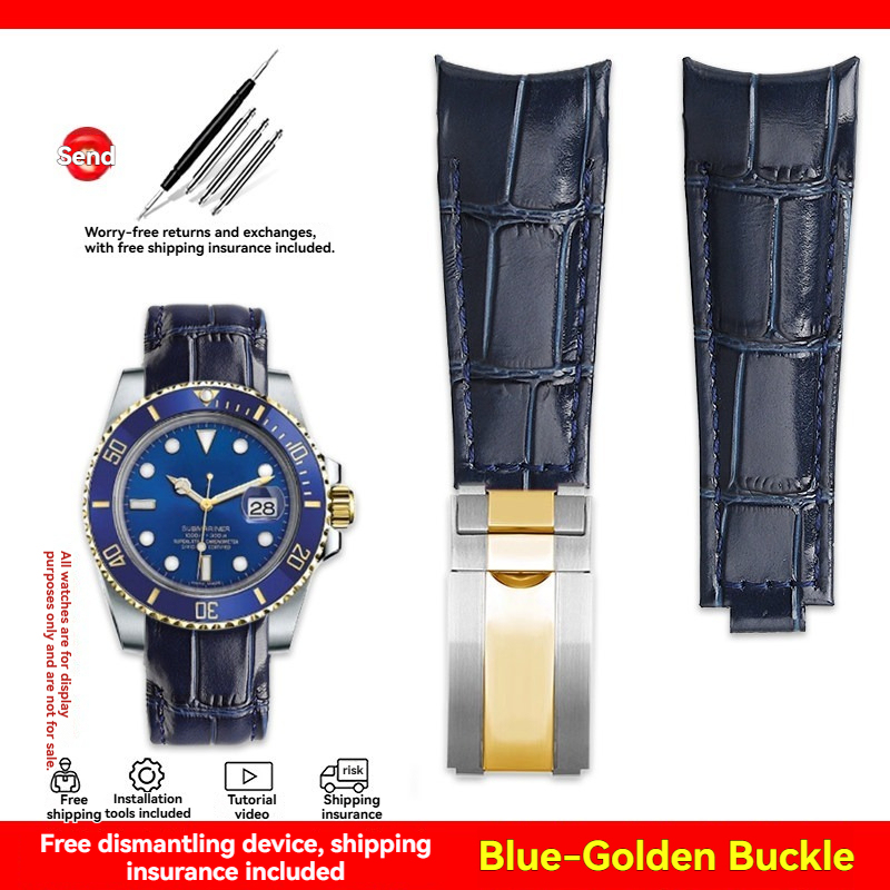 Replacement 20mm Curved End Leather Strap for Rolex Submariner/Daytona/GMT