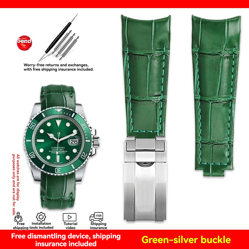 Replacement 20mm Curved End Leather Strap for Rolex Submariner/Daytona/GMT