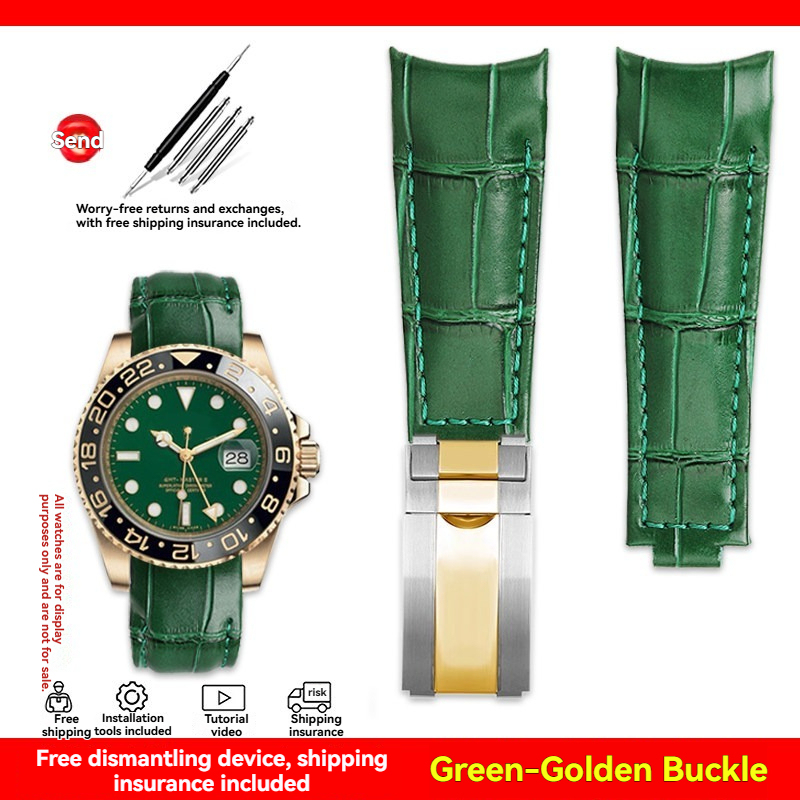 Replacement 20mm Curved End Leather Strap for Rolex Submariner/Daytona/GMT
