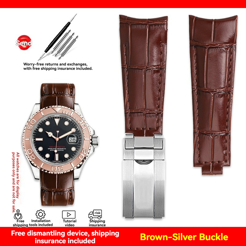 Replacement 20mm Curved End Leather Strap for Rolex Submariner/Daytona/GMT