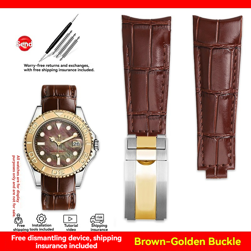 Replacement 20mm Curved End Leather Strap for Rolex Submariner/Daytona/GMT