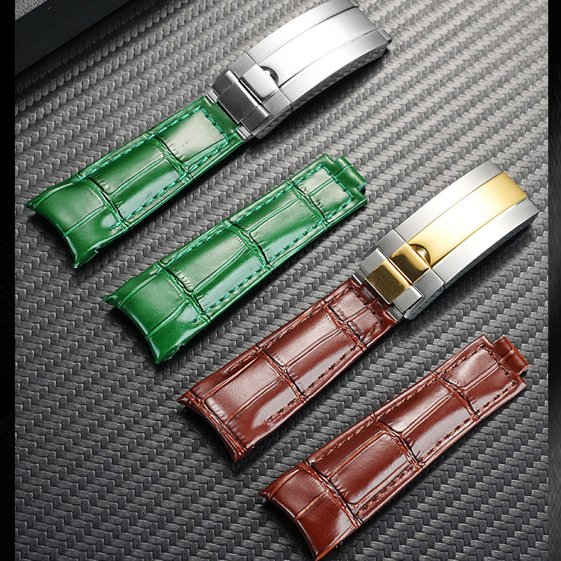 Replacement 20mm Curved End Leather Strap for Rolex Submariner/Daytona/GMT