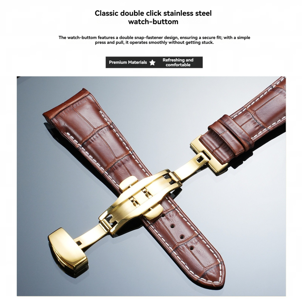 Replacement 24mm Curved End Leather Strap for Versace VEFE01718/VFE130015