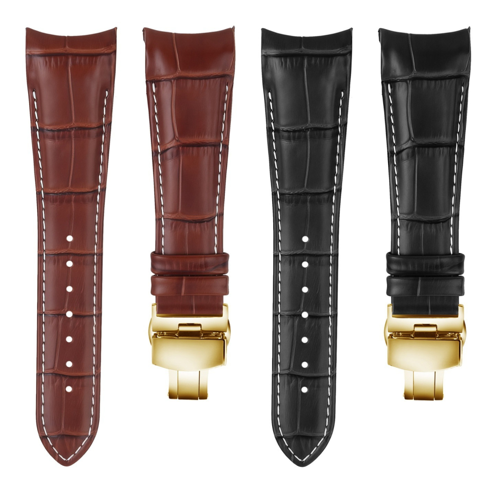 Replacement 24mm Curved End Leather Strap for Versace VEFE01718/VFE130015