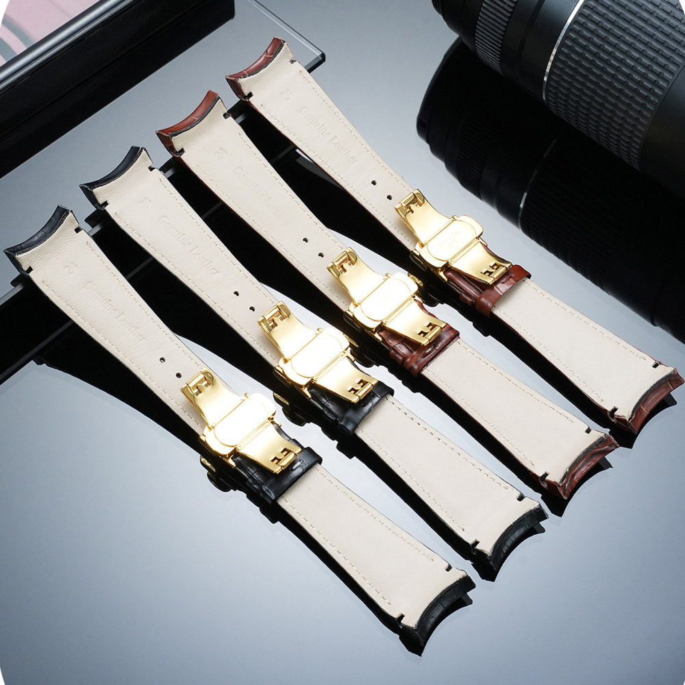 Replacement 24mm Curved End Leather Strap for Versace VEFE01718/VFE130015