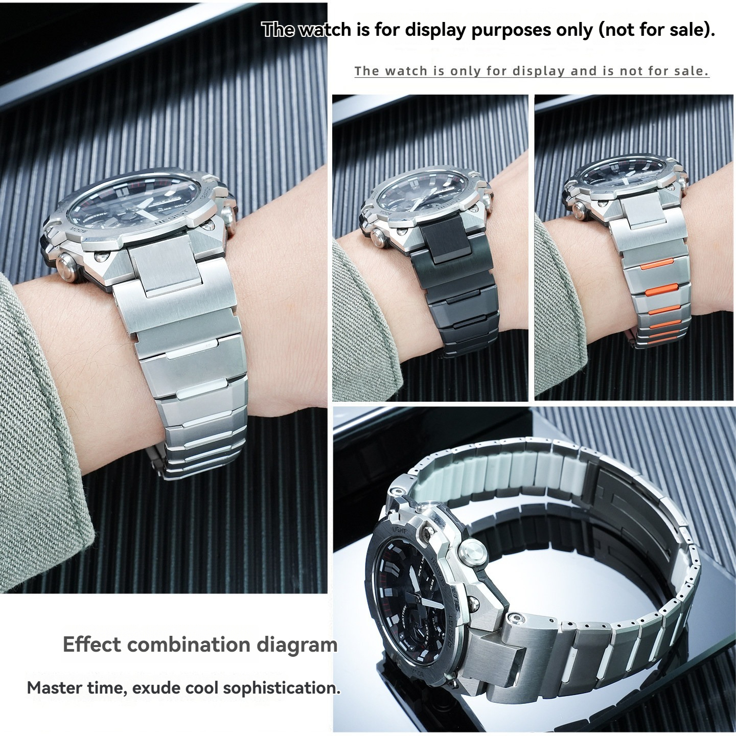 Replacement Two-Tone Steel & Rubber Strap for Casio GST-B400