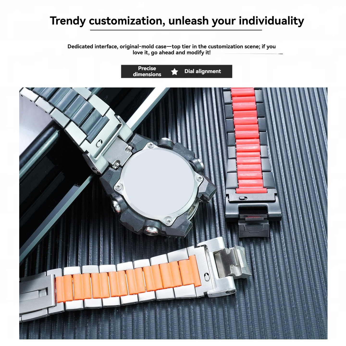 Replacement Two-Tone Steel & Rubber Strap for Casio GST-B400