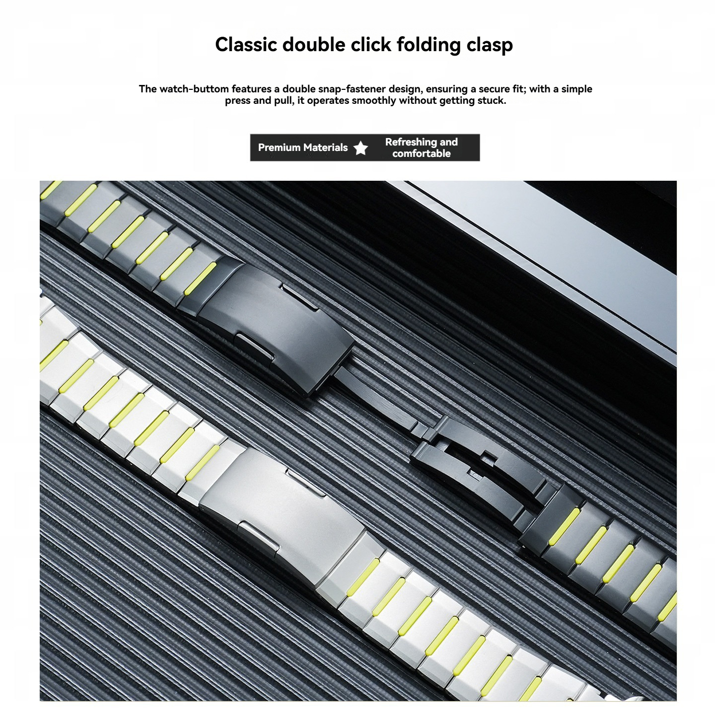 Replacement Two-Tone Steel & Rubber Strap for Casio GST-B400