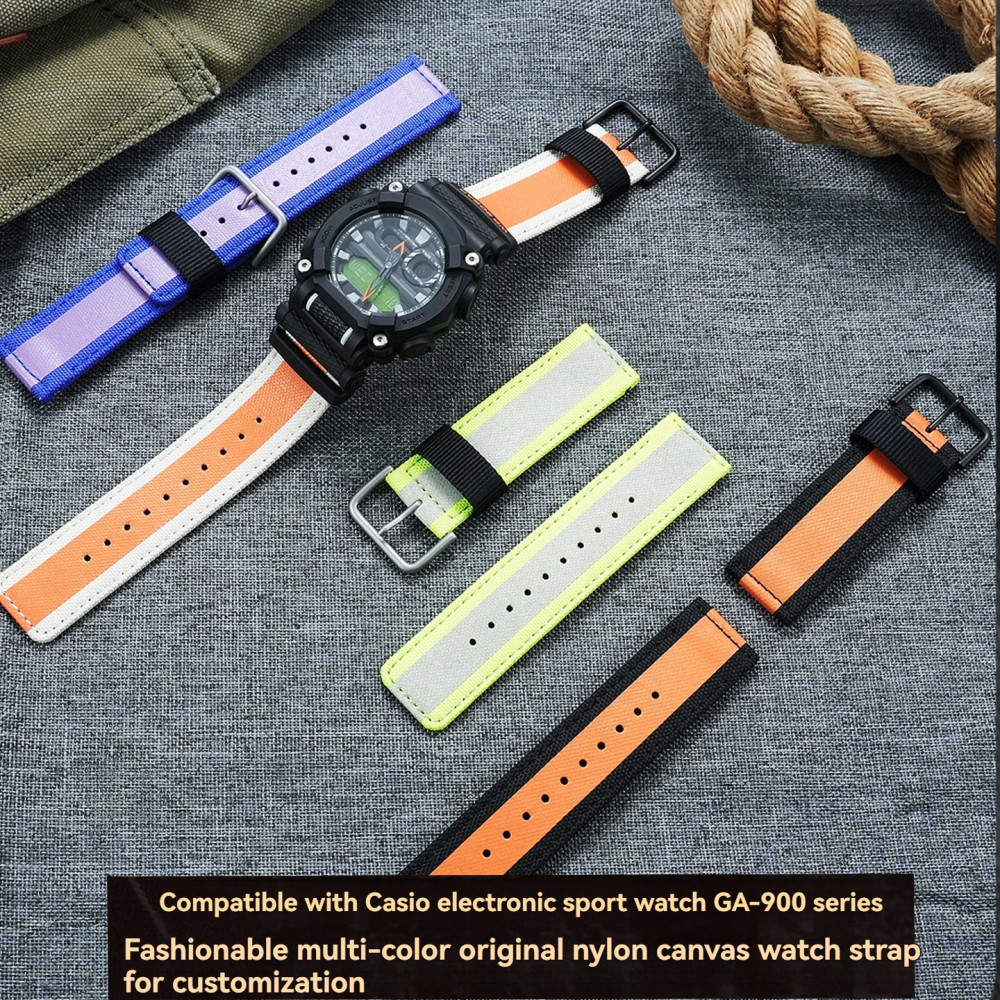 Replacement 24mm Canvas/Nylon Strap for Casio GA-900/GA-900TS
