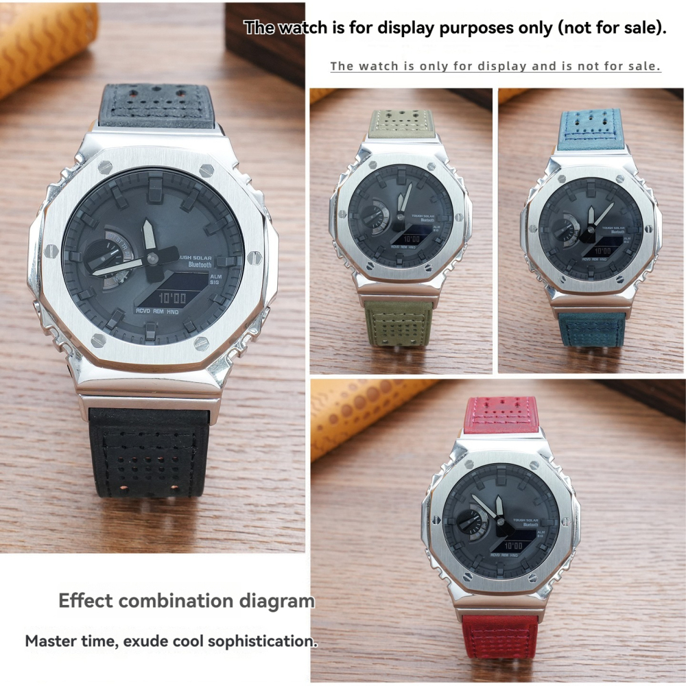 Replacement 22mm Leather Strap for Casio GA-2100/GA-2110