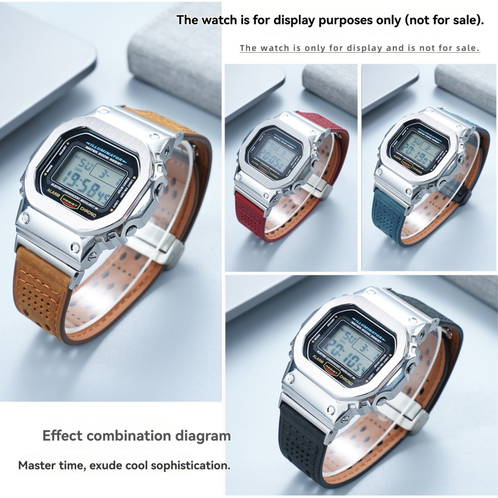 Replacement 22mm Leather Strap Kit for Casio G-SHOCK Square DW-5600/GW-M5610