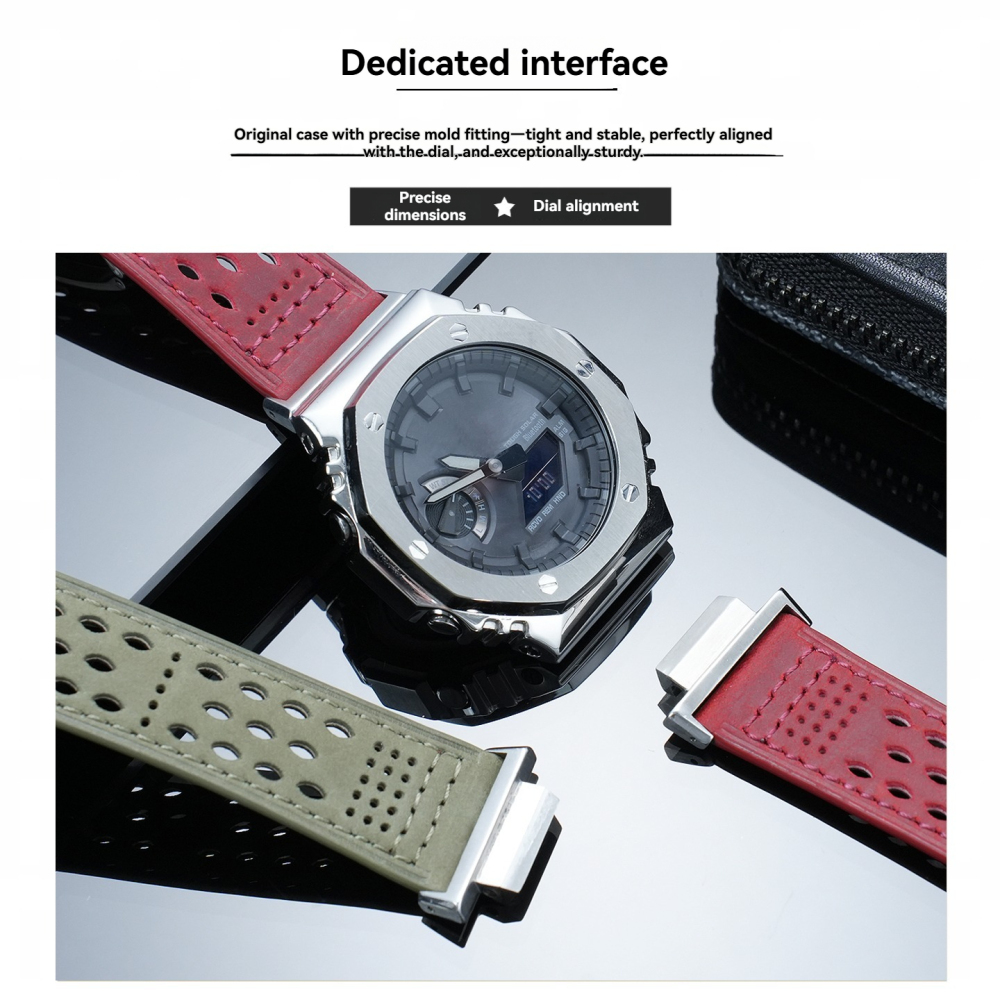 Replacement 22mm Leather Strap for Casio GA-2100/GA-2110