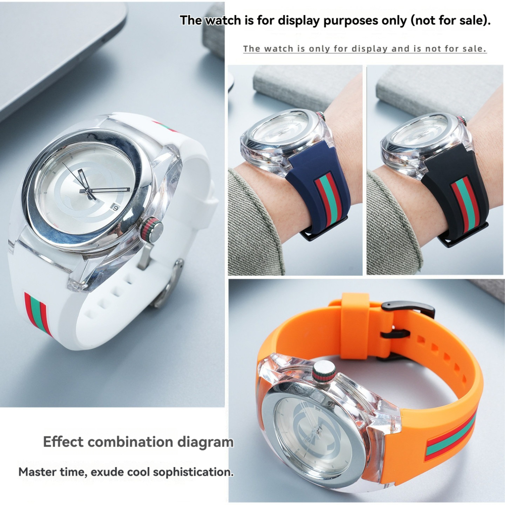 Replacement 21mm Silicone Strap for Gucci YA137.1/YA137.3