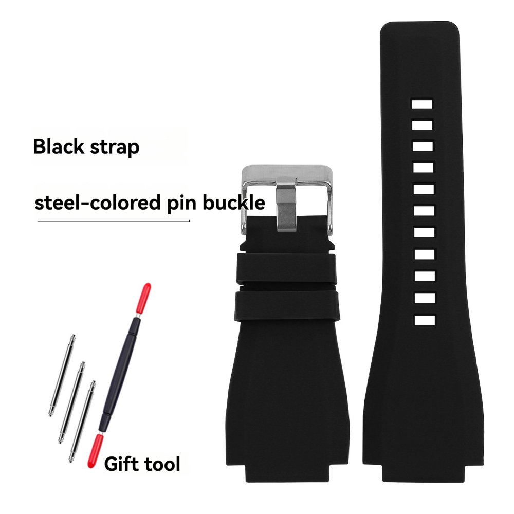 Replacement 24mm Notched Silicone Strap for Bell & Ross BR01/BR03