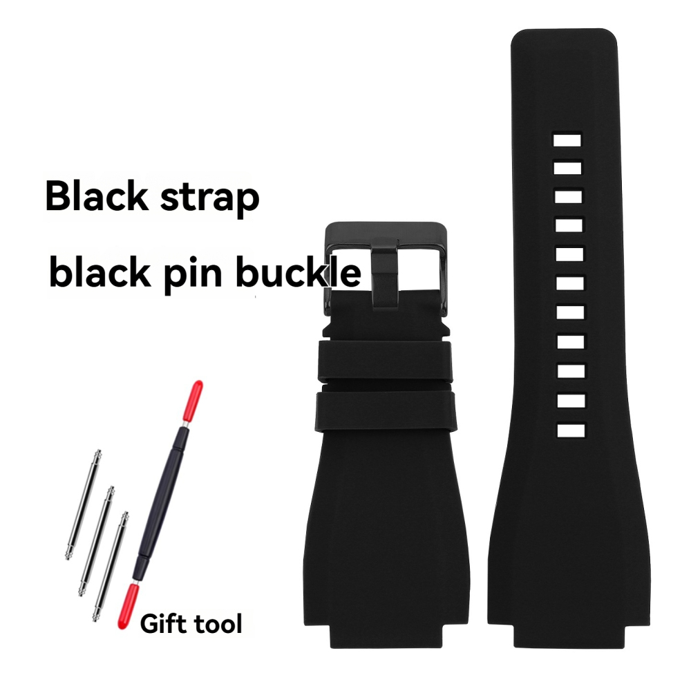 Replacement 24mm Notched Silicone Strap for Bell & Ross BR01/BR03