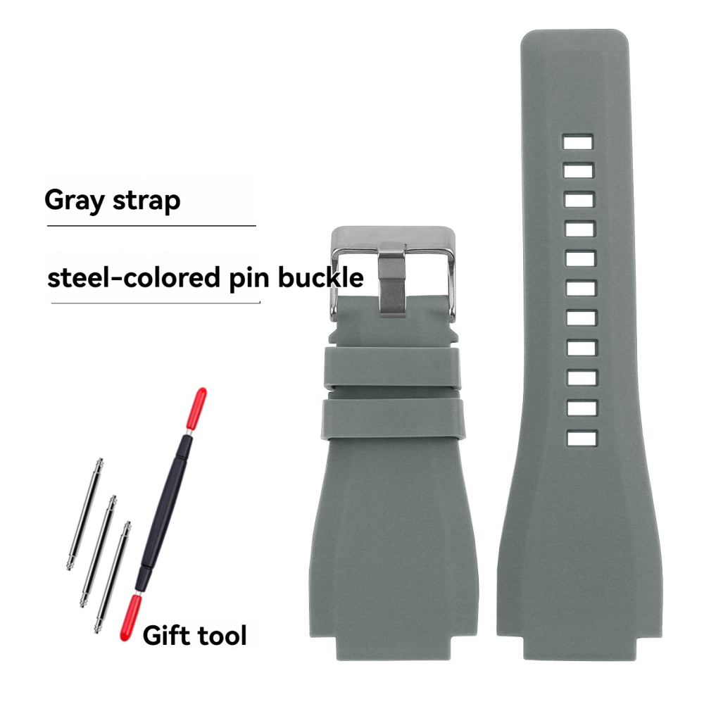 Replacement 24mm Notched Silicone Strap for Bell & Ross BR01/BR03