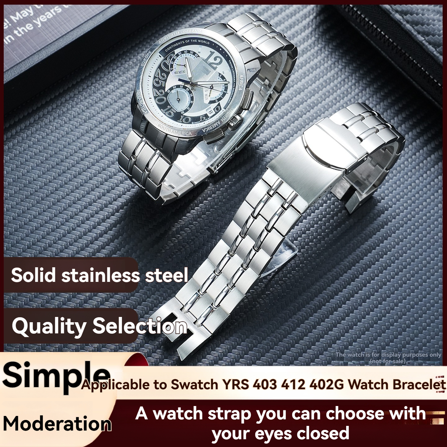 Replacement 21mm Curved Steel Bracelet for Swatch YRS403/YRS412/YRS402G