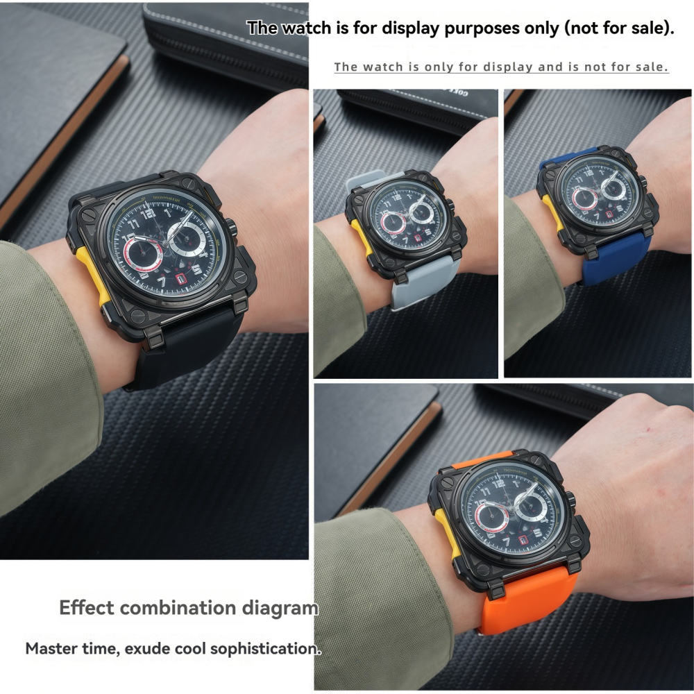 Replacement 24mm Notched Silicone Strap for Bell & Ross BR01/BR03