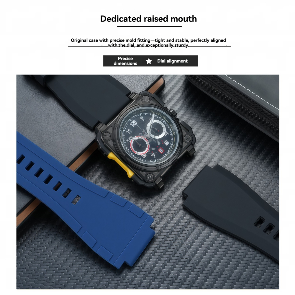 Replacement 24mm Notched Silicone Strap for Bell & Ross BR01/BR03