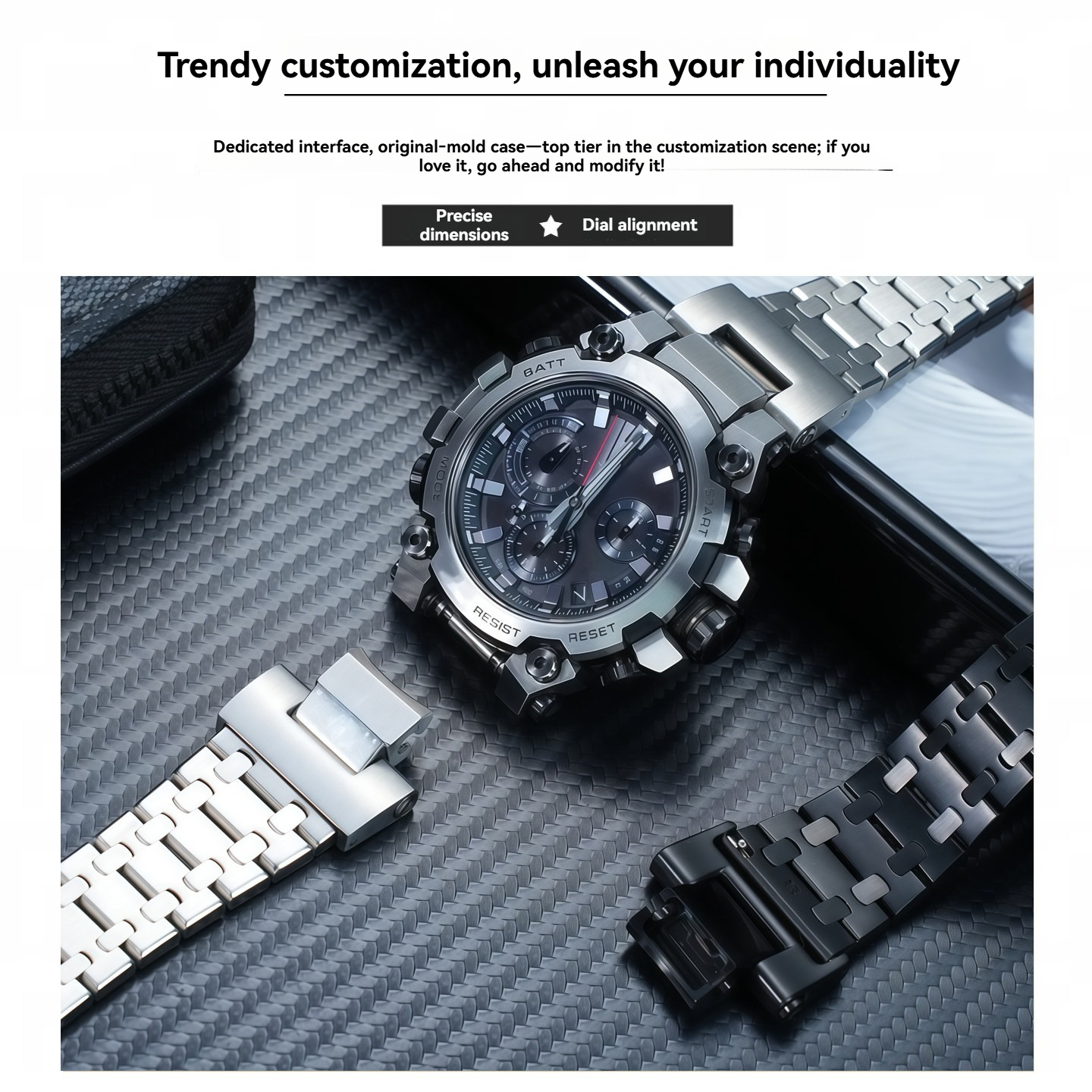 Replacement Solid Stainless Steel Bracelet for Casio MTG-B3000