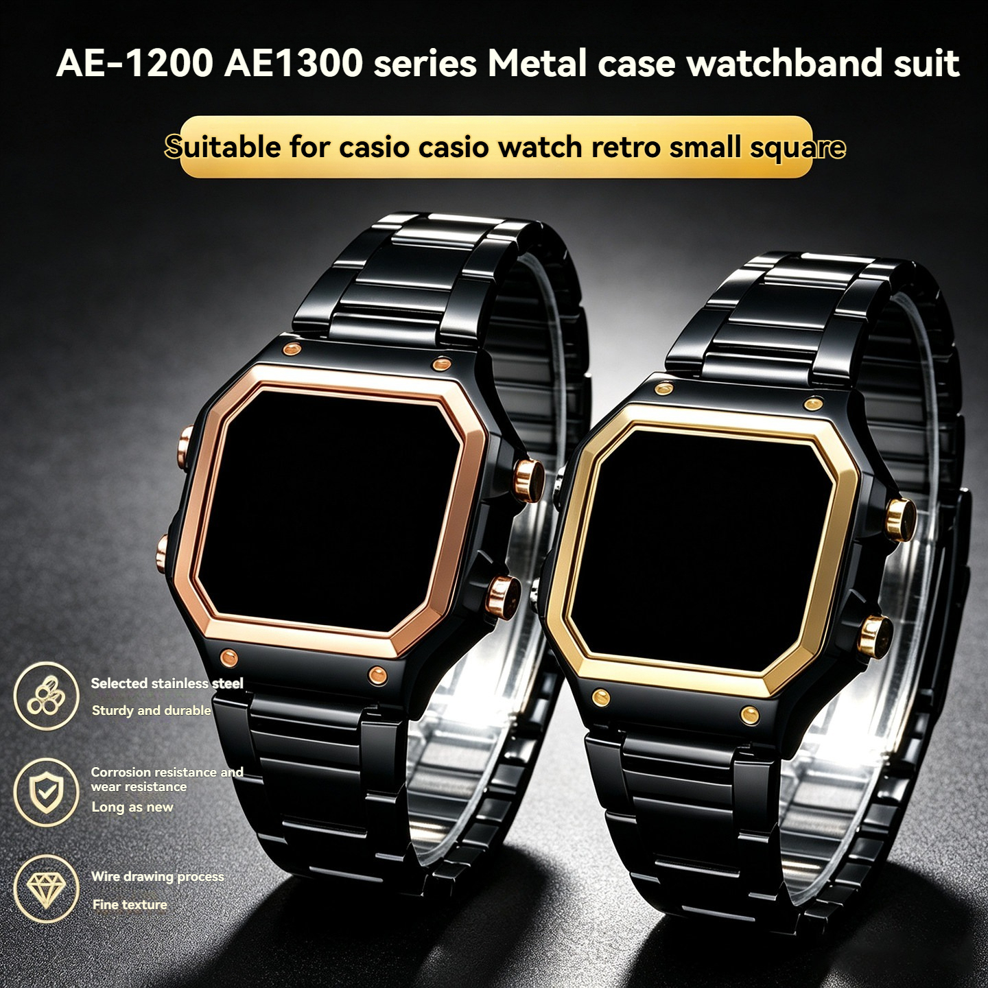 18mm Stainless Steel Watch Band for Casio AE1200 AE1300