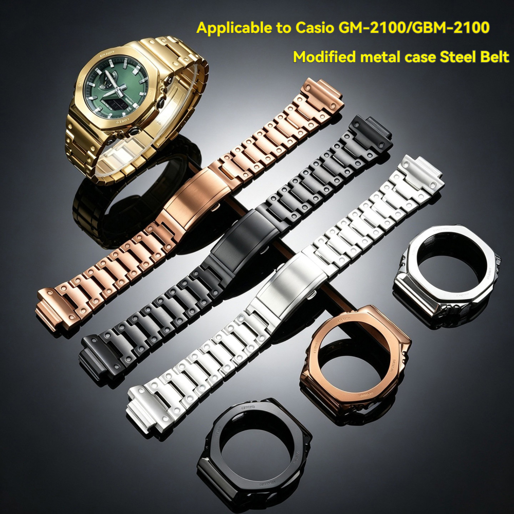 Full Metal Mod Kit for Casio GM-2100 GBM-2100 – Stainless Steel Case & Bracelet