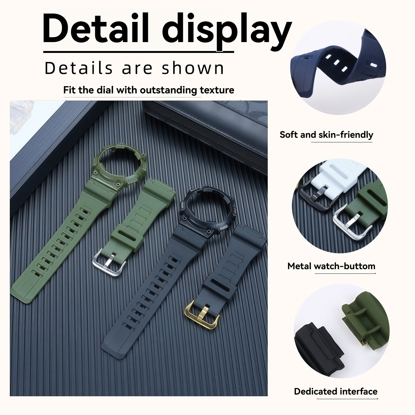 Replacement Silicone Strap & Case Set for Casio AQ-S810W