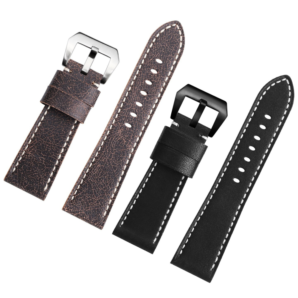 Vintage Crackle Leather Watch Band for Panerai Luminor PAM111 PAM441