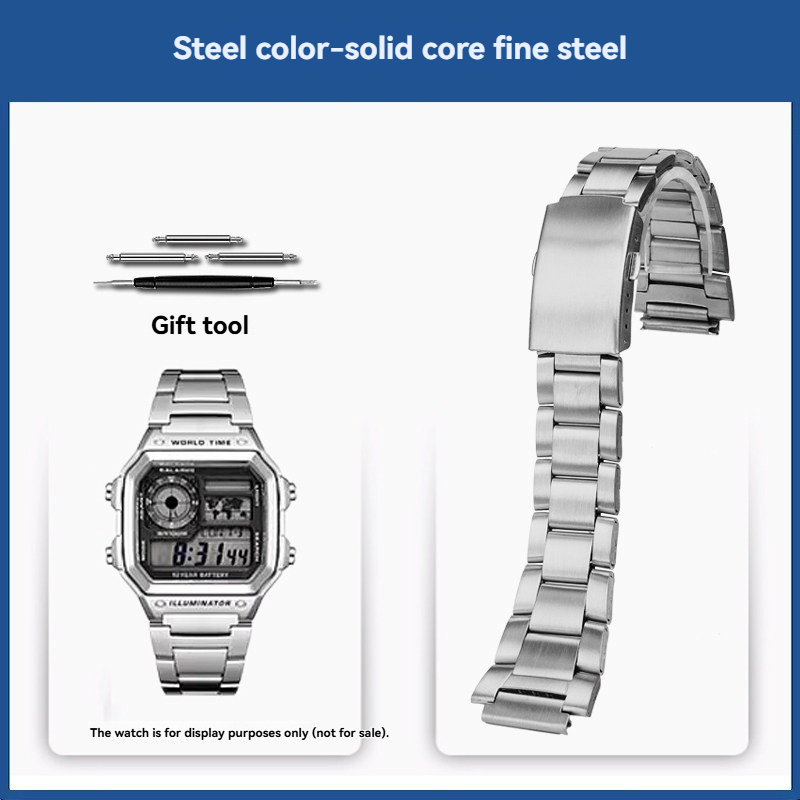 18mm Stainless Steel Watch Band for Casio AE1200 AE1300