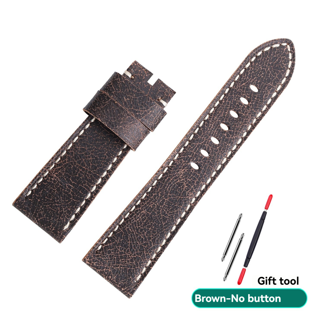 Vintage Crackle Leather Watch Band for Panerai Luminor PAM111 PAM441