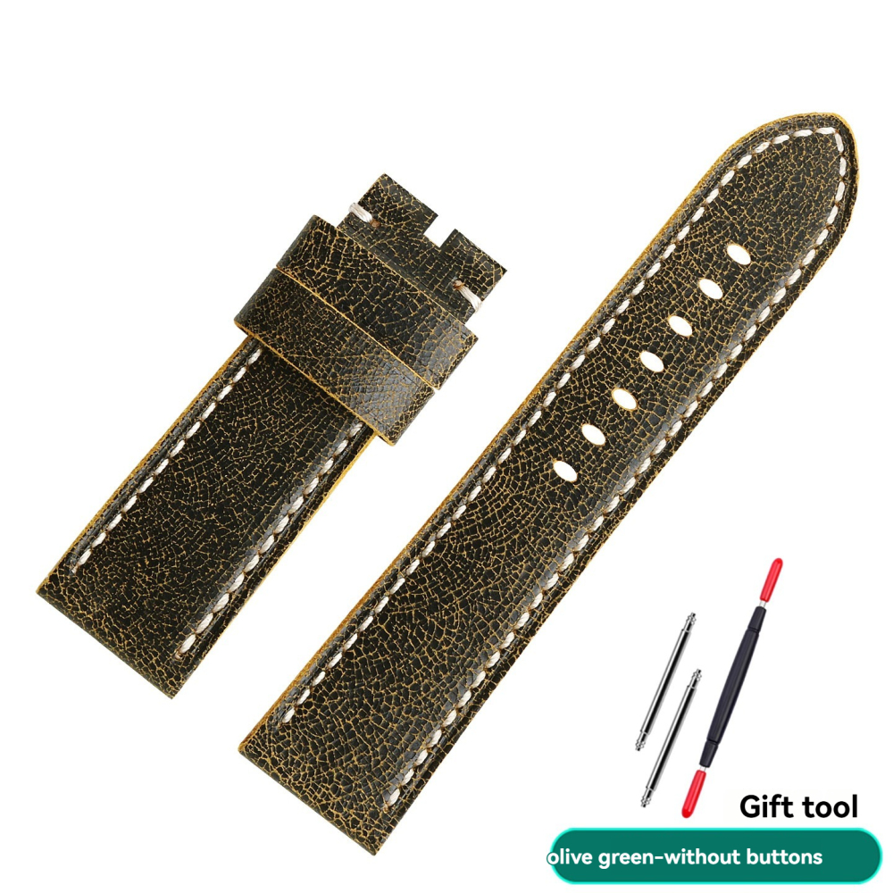 Vintage Crackle Leather Watch Band for Panerai Luminor PAM111 PAM441