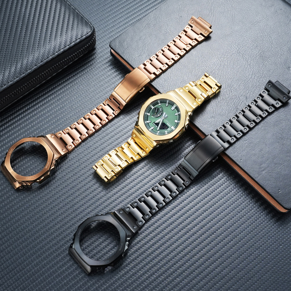 Full Metal Mod Kit for Casio GM-2100 GBM-2100 – Stainless Steel Case & Bracelet