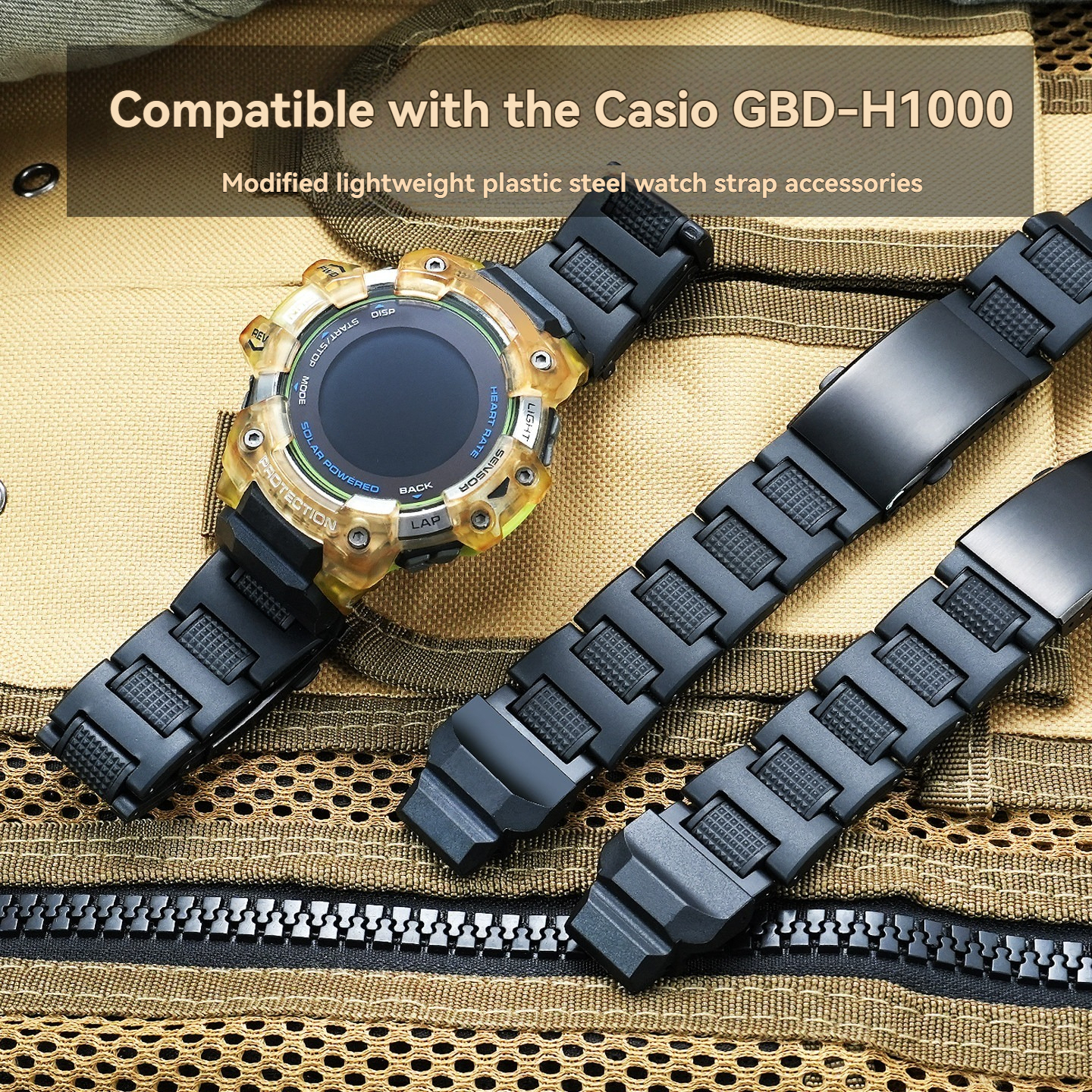 Lightweight Plastic Steel Watch Band for Casio GBD-H1000 3475