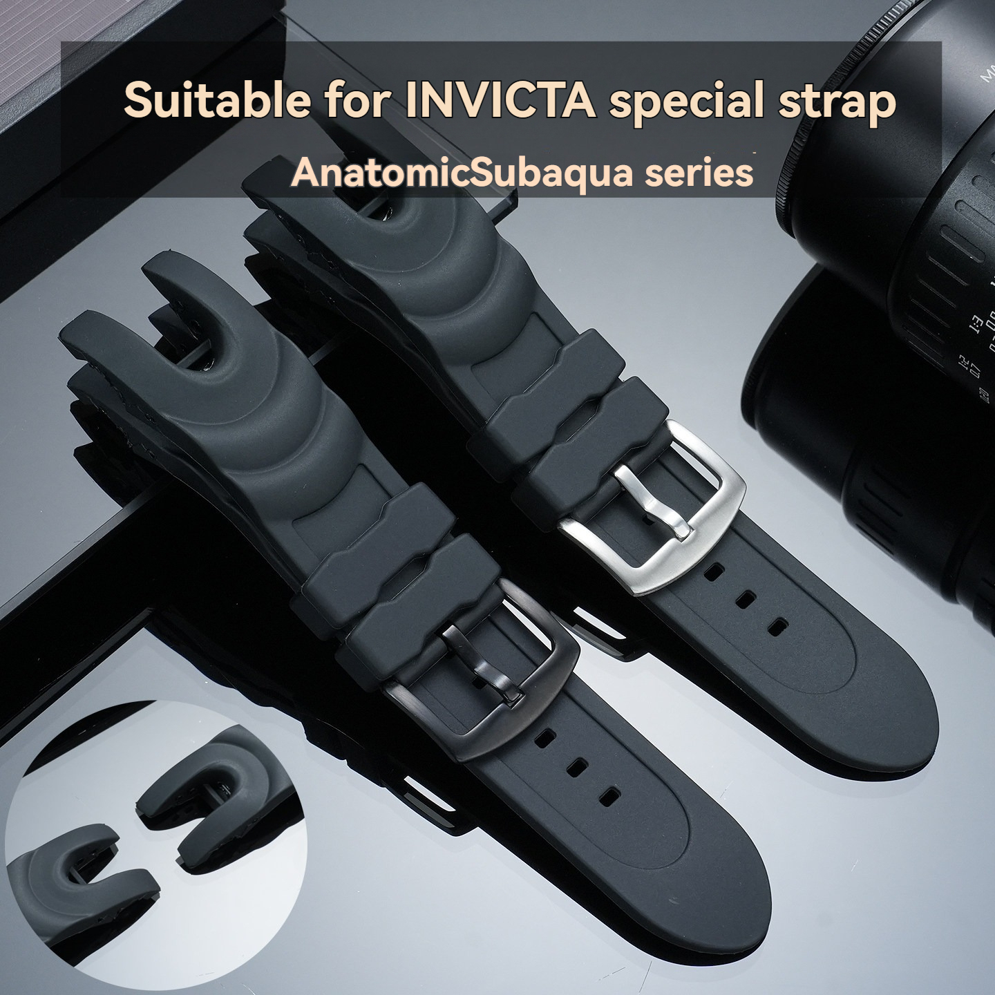Silicone Rubber Watch Band for Invicta Anatomic Subaqua
