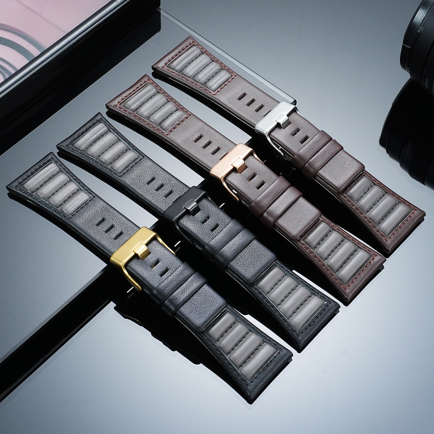 30mm Genuine Leather Watch Band for Diesel DZ7313 DZ7395
