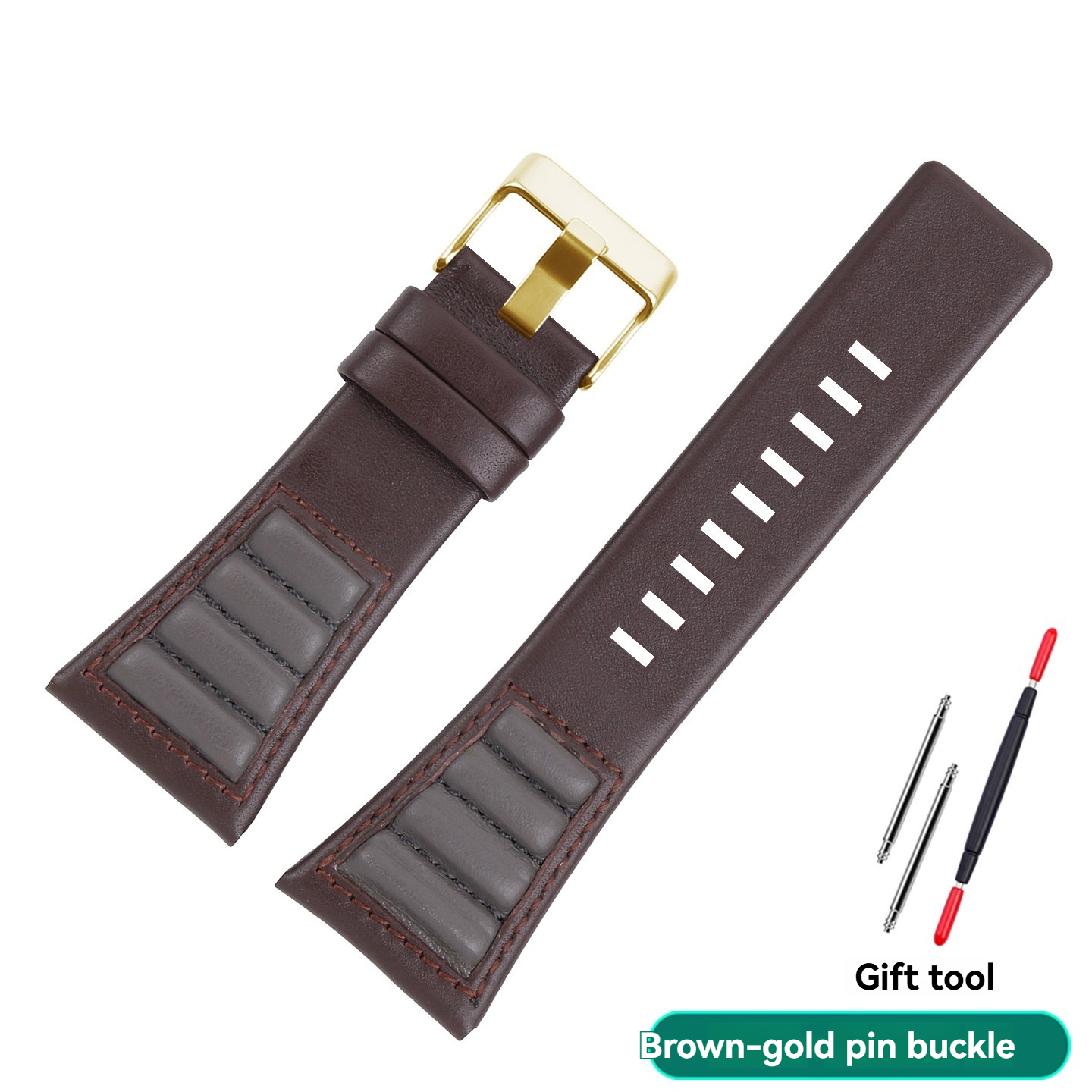 30mm Genuine Leather Watch Band for Diesel DZ7313 DZ7395