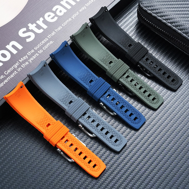 20mm/22mm Curved End Quick Release FKM Rubber Watch Band