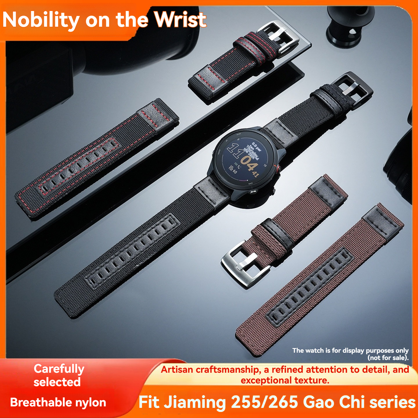 Breathable Woven Nylon Watch Band for Garmin Forerunner 255/265 & COROS Series