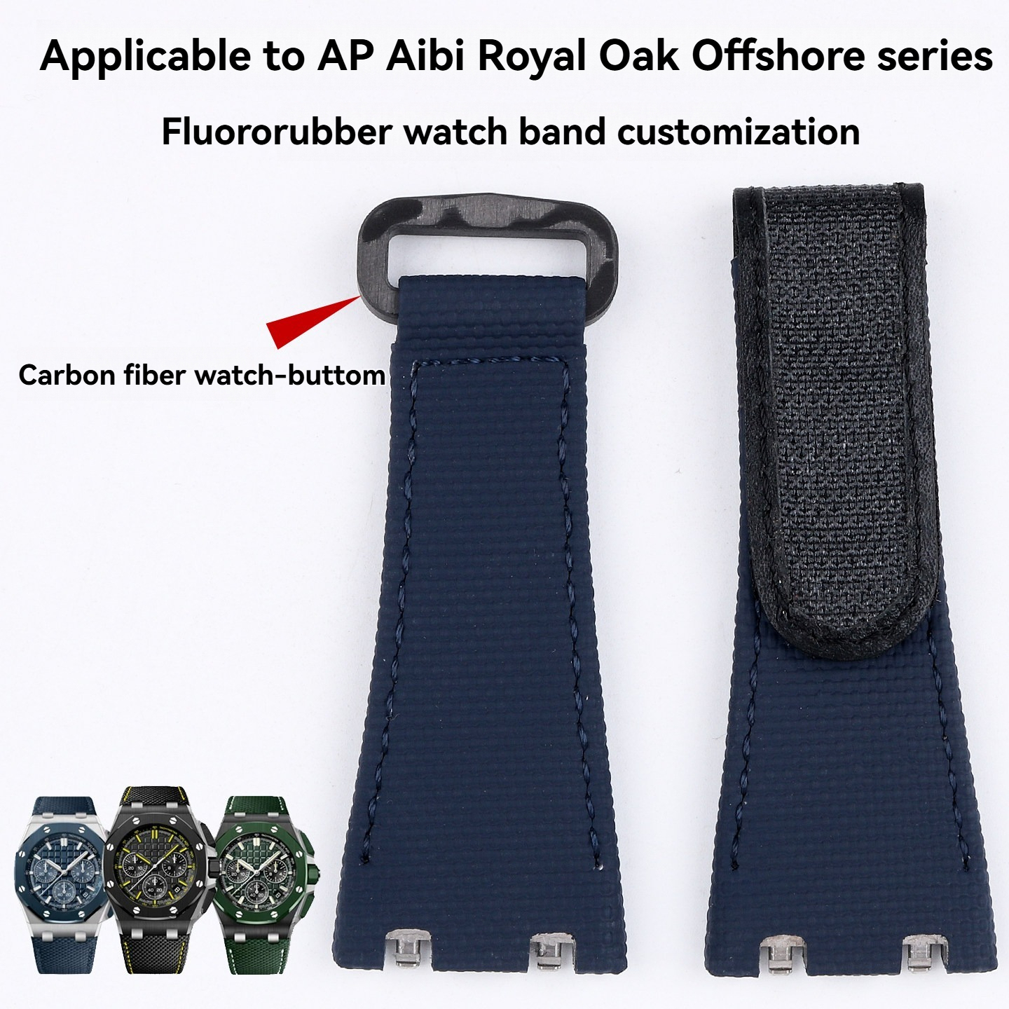 FKM Rubber Watch Band with Metal Quick Release for AP Royal Oak Offshore 26420